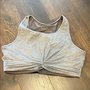 Athleta Light Gray Twist Front Crop Top